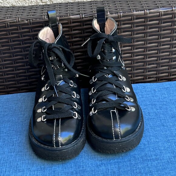 Free People ~ Western Mountains Hiker Boot ~ 37 ~ sz. 7  ~ Black Leather - Picture 5 of 11